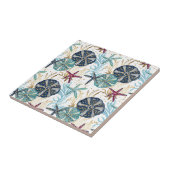 Elegant blauw en goud oceaan schatten patroon tegeltje (Zijkant)