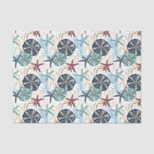 Elegant blauw en goud oceaan schatten patroon tissuepapier
