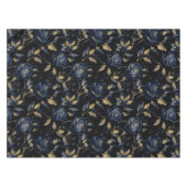 Elegant Blauw en Goud Roos Bloemenpatroon Tafelkleed (Voorkant (Horizontaal))