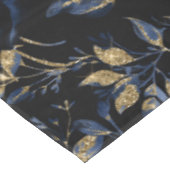 Elegant Blauw en Goud Roos Bloemenpatroon Tafelkleed (Gekanteld)