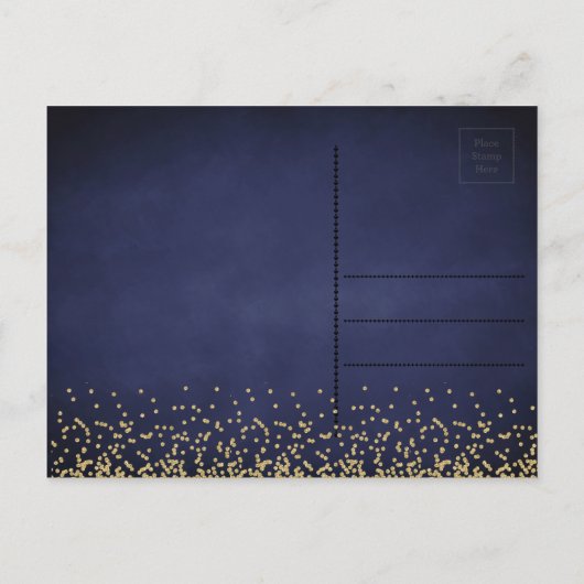Elegant Blauw en Goud Save the Date Briefkaarten (Achterkant)