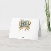 Elegant blauw en goud sneeuwman vakantie ontwerp feestdagen kaart (Achterkant)