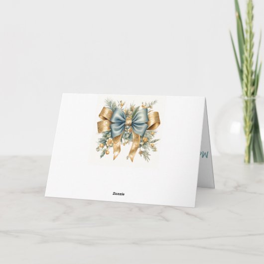 Elegant blauw en goud sneeuwman vakantie ontwerp feestdagen kaart (Achterkant)