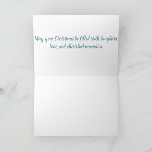 Elegant blauw en goud sneeuwman vakantie ontwerp feestdagen kaart (Binnen)