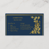 Elegant blauw en goud Visitekaartje (Achterkant)