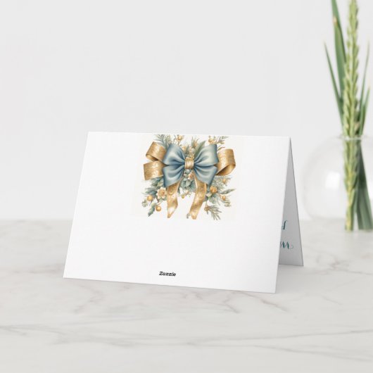 Elegant blauw en goud wintervogel ontwerp kaart (Achterkant)