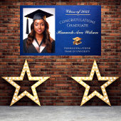 Elegant blauw en gouden Afstuderen banner