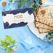 Elegant Blauw en Gouden Agaat Hebreeuws Pascha Handdoek