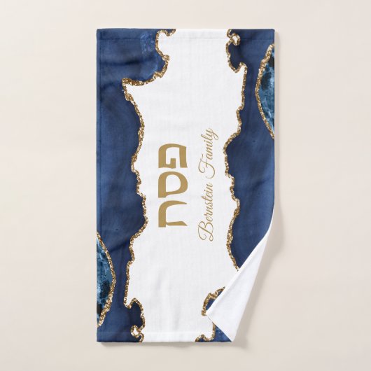 Elegant Blauw en Gouden Agaat Hebreeuws Pascha Handdoek (Handdoek)