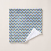 Elegant Blauw en Gouden Chevron Patroon Bad Handdoek (Wasdoekje)