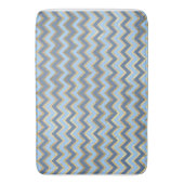 Elegant Blauw en Gouden Chevron Patroon Badmat (Voorkant Verticaal)
