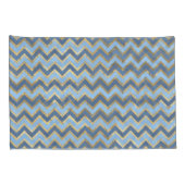 Elegant Blauw en Gouden Chevron Patroon Kussensloop (Achterkant-Rechts)
