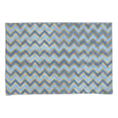 Elegant Blauw en Gouden Chevron Patroon Kussensloop (Voorkant-Rechts)