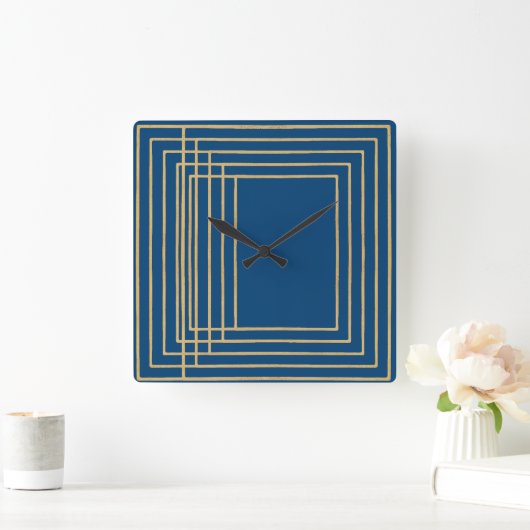Elegant blauw en gouden lijsten wandklok (Huis)