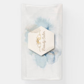 Elegant blauw en gouden schoonheidssalon promotion spandoek (Verticaal)