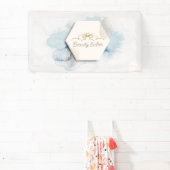 Elegant blauw en gouden schoonheidssalon promotion spandoek (Insitu)