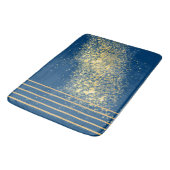 Elegant blauw en gouden strepen Bath Mat (Gekanteld)