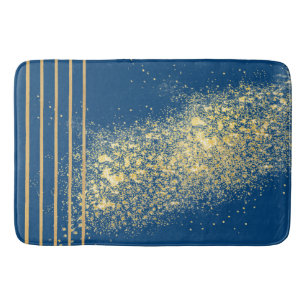 Elegant blauw en gouden strepen Bath Mat