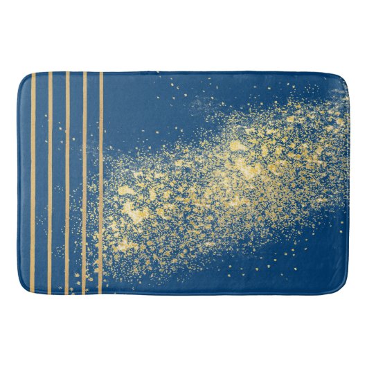 Elegant blauw en gouden strepen Bath Mat (Voorkant)