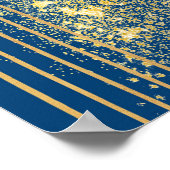 Elegant blauw en goudstrepen Poster Papier (steen) (Hoek)