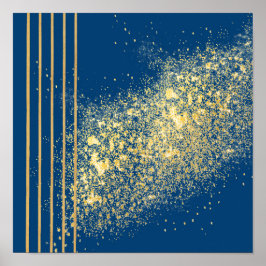 Elegant blauw en goudstrepen Poster Papier (steen)