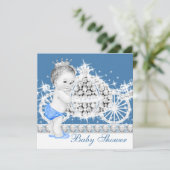 Elegant blauw en grijs Prince Baby shower Kaart (Staand voorkant)