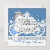 Elegant blauw en grijs Prince Baby shower Kaart (Voorkant)