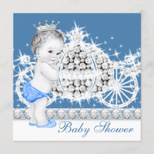 Elegant blauw en grijs Prince Baby shower Kaart