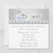 Elegant blauw en grijs Prince Baby shower Kaart (Achterkant)