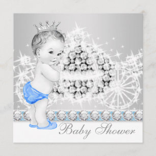 Elegant blauw en grijs Prince Baby shower Kaart