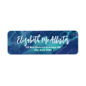 Elegant blauw en groen gemarmerd retouradres etiket (Voorkant)