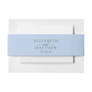 Elegant Blauw en Groen Kalligrafie Script Bruiloft Uitnodigingen Wikkel