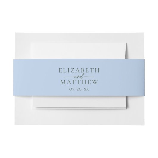 Elegant Blauw en Groen Kalligrafie Script Bruiloft Uitnodigingen Wikkel (Voorkant Voorbeeld)