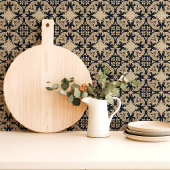 Elegant blauw en ivoor barok tegeltje