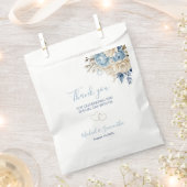 Elegant Blauw en Ivoor Roos Bruiloft Bedankzakje (Geknipt)
