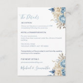 Elegant Blauw en Ivoor Roos Bruiloft Informatiekaartje (Voorkant)