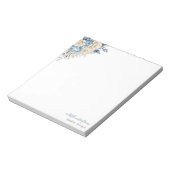 Elegant blauw en ivoor Roos op maat Notitieblok (Linkerzijde)