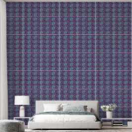 Elegant blauw en paars geometrisch tegelpatroon behang