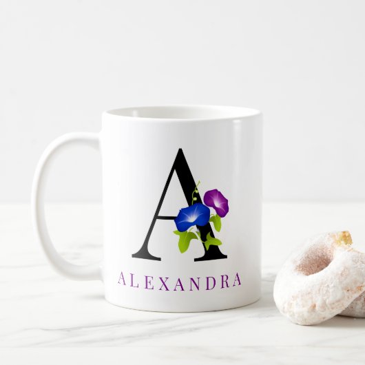 Elegant blauw en Paarse blikvanger Koffiemok (Met donut)