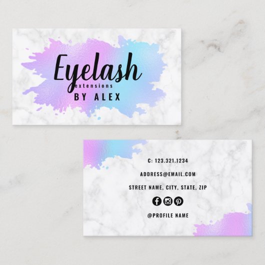 Elegant blauw en paarse eyelash-extensies visitekaartje (Voorkant / Achterkant)