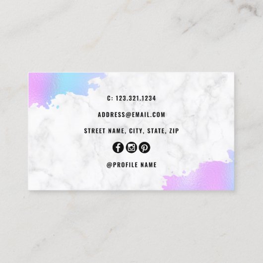 Elegant blauw en paarse eyelash-extensies visitekaartje (Achterkant)