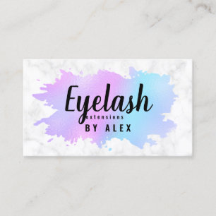 Elegant blauw en paarse eyelash-extensies visitekaartje