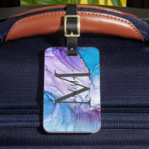 Elegant blauw en Paarse gemarmerd monogram