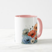 Elegant blauw en perzik bloemendesign mok (Voorkant rechts)