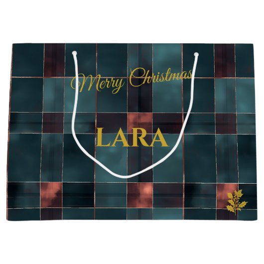 Elegant blauw en rood geplakt kerst Custom Groot Cadeauzakje (Voorkant)