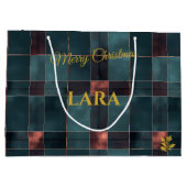 Elegant blauw en rood geplakt kerst Custom Groot Cadeauzakje (Achterkant)