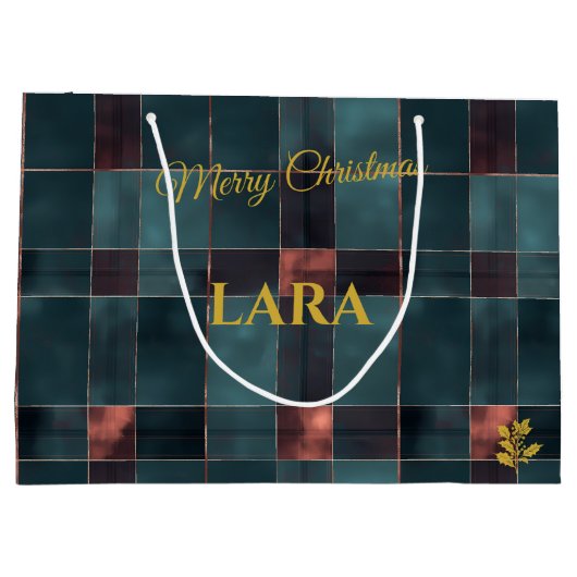 Elegant blauw en rood geplakt kerst Custom Groot Cadeauzakje (Achterkant)