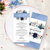 Elegant Blauw en Roze Bloemen Quinceañera Blauw Fo Menu