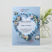 Elegant Blauw en Roze Bloemen Vrijgezellenfeest Kaart (Staand voorkant)