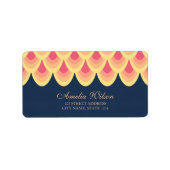Elegant blauw en roze geometrisch adreslabel etiket (Voorkant)